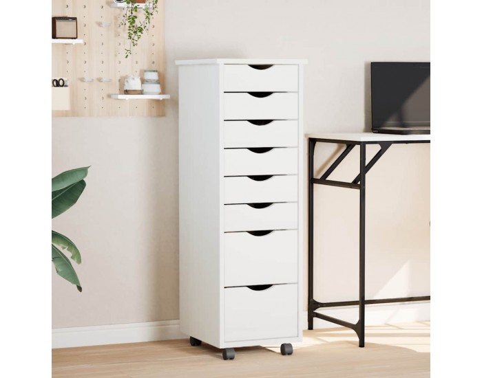 Sonata H Шкаф с чекмеджета на колелца MOSS, бял, бор масив