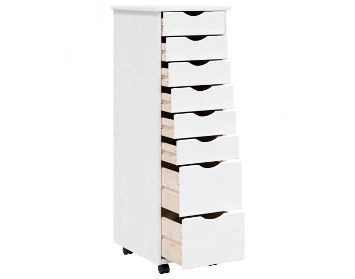 Sonata H Шкаф с чекмеджета на колелца MOSS, бял, бор масив