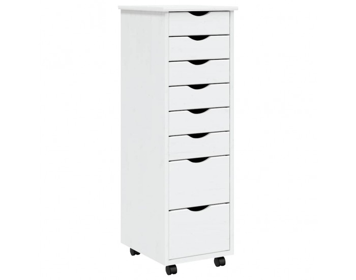 Sonata H Шкаф с чекмеджета на колелца MOSS, бял, бор масив