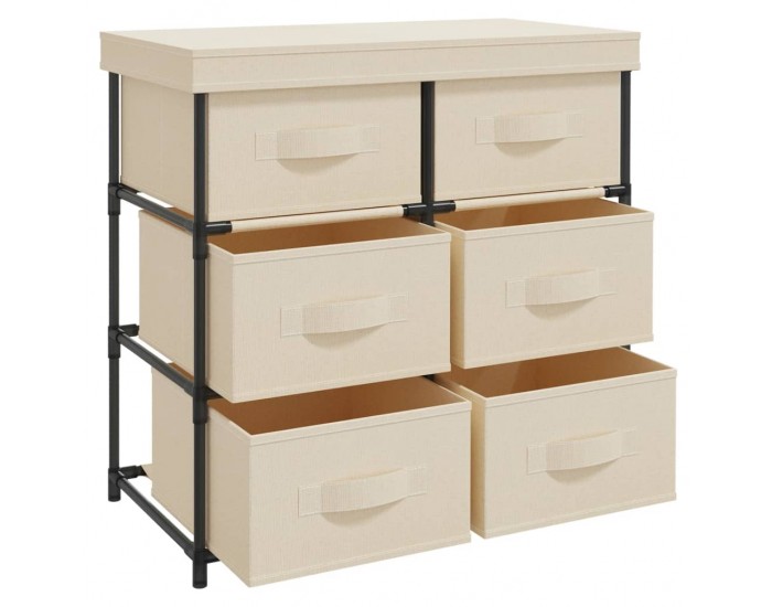 Sonata H Шкаф за съхранение с 6 чекмеджета, 55x29x55 см, кремав, стомана