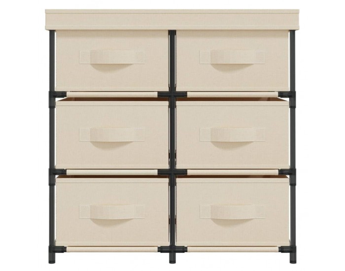 Sonata H Шкаф за съхранение с 6 чекмеджета, 55x29x55 см, кремав, стомана