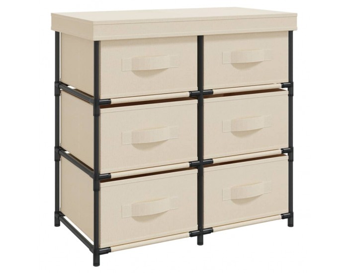 Sonata H Шкаф за съхранение с 6 чекмеджета, 55x29x55 см, кремав, стомана