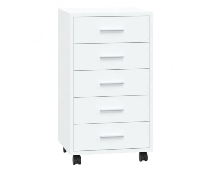 Sonata H Шкаф с чекмеджета на колелца, бял гланц, инженерно дърво