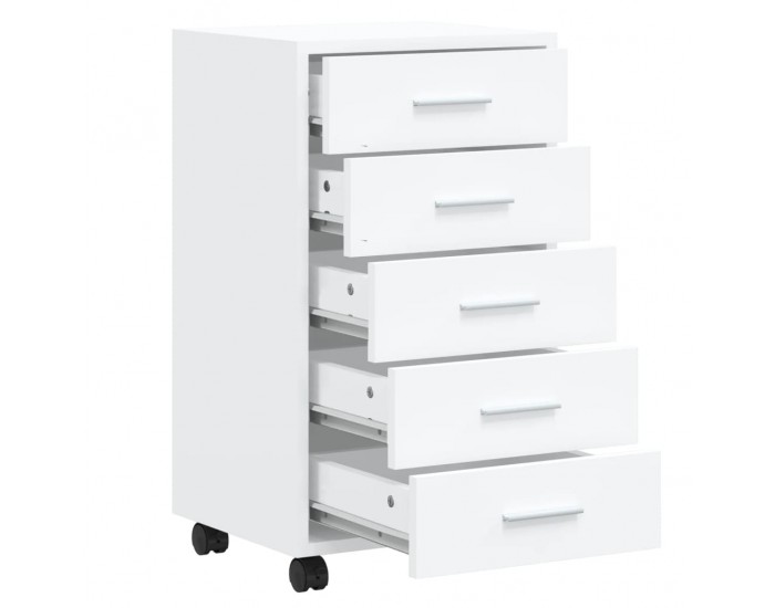 Sonata H Шкаф с чекмеджета на колелца, бял гланц, инженерно дърво