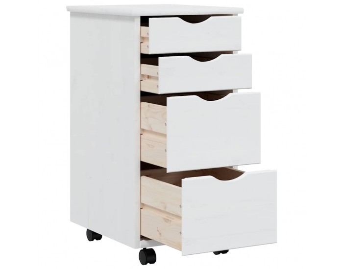 Sonata H Шкаф с чекмеджета на колелца MOSS, бял, бор масив