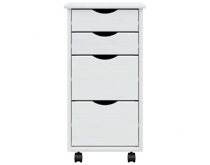 Sonata H Шкаф с чекмеджета на колелца MOSS, бял, бор масив