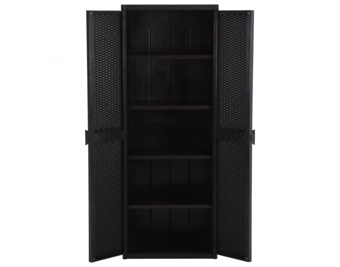 Sonata H Градински шкаф за съхранение, черен, 65x45x172 см, PP ратан