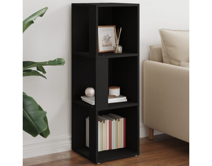 Sonata H Ъглов шкаф, черен, 33x33x100 см, инженерно дърво