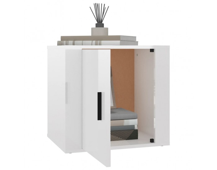 Sonata H Нощно шкафче, бял гланц, 50x39x47 см