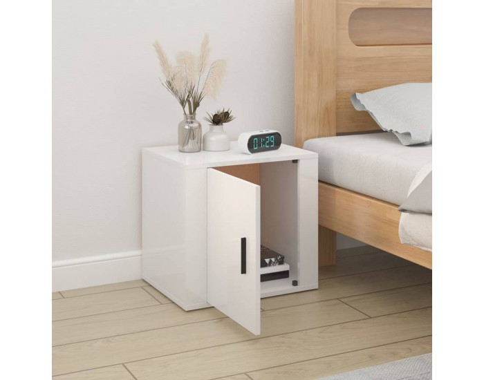 Sonata H Нощно шкафче, бял гланц, 50x39x47 см