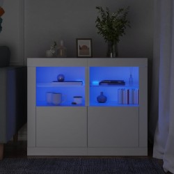 Sonata H Странични шкафчета с LED, 2 бр, бяло, инженерна дървесина Sonata H Странични шкафчета с LED, 2 бр, бяло, инженерна дървесина - Гардероби