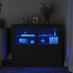Sonata H Странични шкафчета с LED, 2 бр, черно, инженерна дървесина Sonata H Странични шкафчета с LED, 2 бр, черно, инженерна дървесина - Гардероби