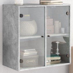 Sonata H Стенен шкаф със стъклени врати, бетонно сив, 68x37x68,5 см - Гардероби
