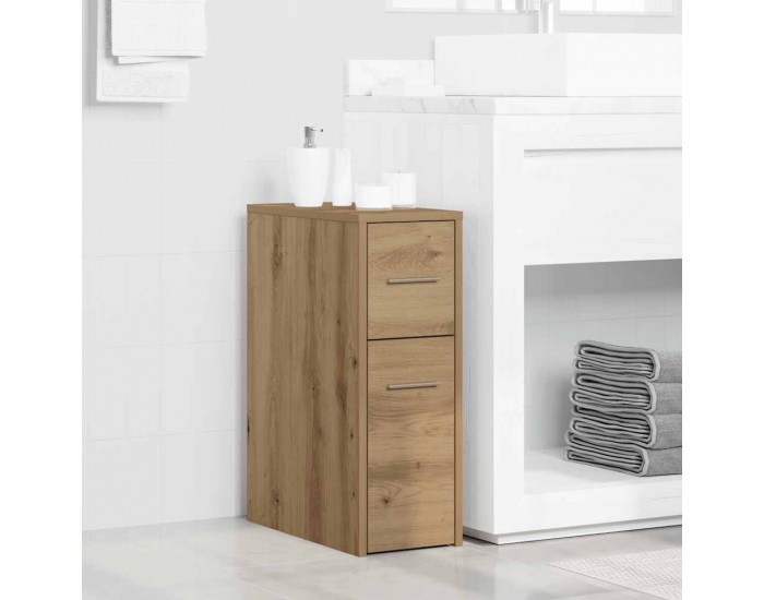 Sonata H Тесен скрин за баня с колелца, дъб артизан, инженерно дърво