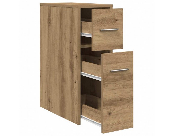 Sonata H Тесен скрин за баня с колелца, дъб артизан, инженерно дърво