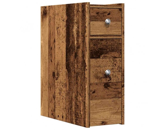 Sonata H Тесен скрин за баня с колелца, старо дърво, инженерно дърво