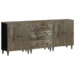 Sonata H 3 броя бюфети Светло сиво 60x33,5x75 cm Масивна дървесина Манго - Гардероби