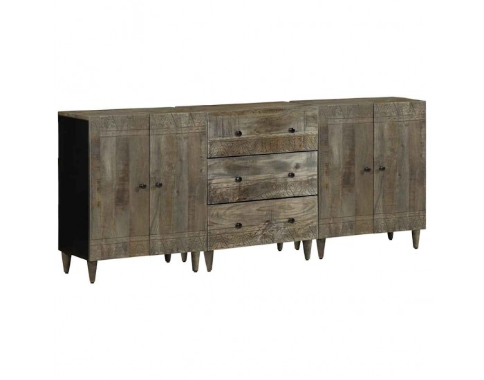 Sonata H 3 броя бюфети Светло сиво 60x33,5x75 cm Масивна дървесина Манго Sonata H 3 броя бюфети Светло сиво 60x33,5x75 cm Масивна дървесина Манго