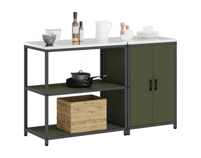 Sonata H Комплект за кухненско съхранение с рафт 2 pcs Маслинено зелено