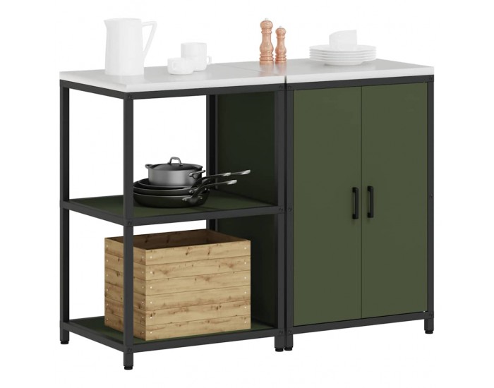 Sonata H Комплект за кухненско съхранение с рафт 2 pcs Маслинено зелено