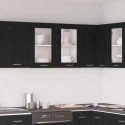 Sonata H Висящ стъклен шкаф Черен дъб 80 x 31 x 60 см Инженерно дърво - Модулни кухни