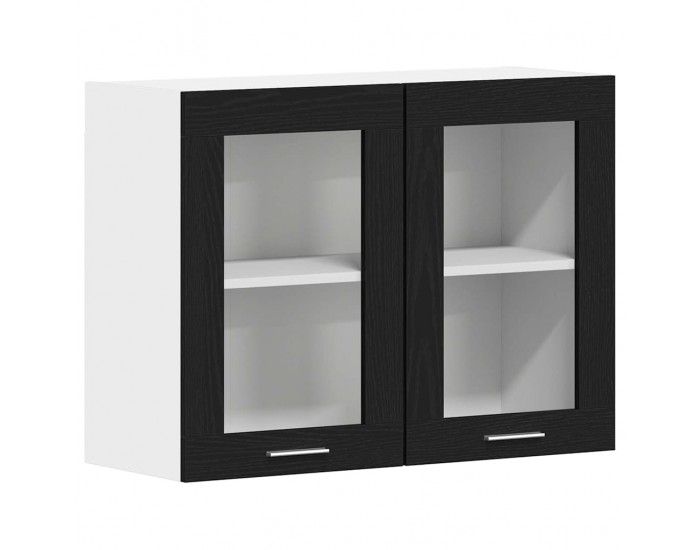 Sonata H Висящ стъклен шкаф Черен дъб 80 x 31 x 60 см Инженерно дърво Sonata H Висящ стъклен шкаф Черен дъб 80 x 31 x 60 см Инженерно дърво