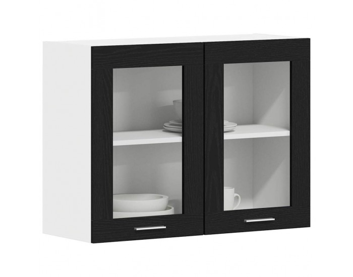 Sonata H Висящ стъклен шкаф Черен дъб 80 x 31 x 60 см Инженерно дърво Sonata H Висящ стъклен шкаф Черен дъб 80 x 31 x 60 см Инженерно дърво
