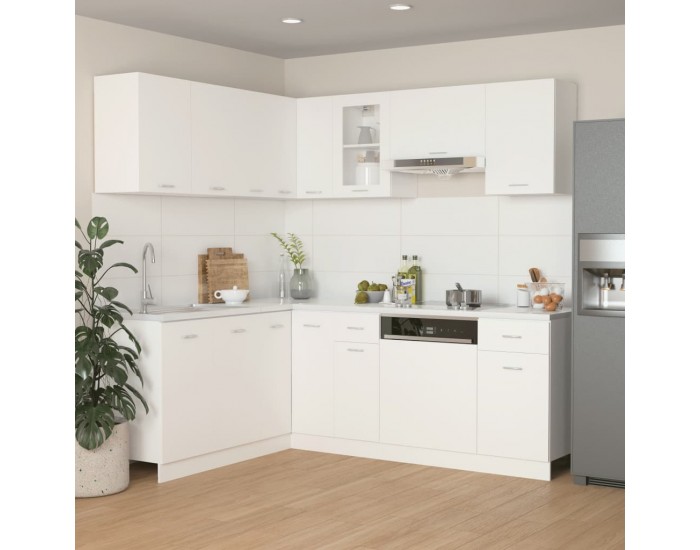 Sonata H Комплект кухненски шкафове, 11 части, Lyon, бяло инженерно дърво