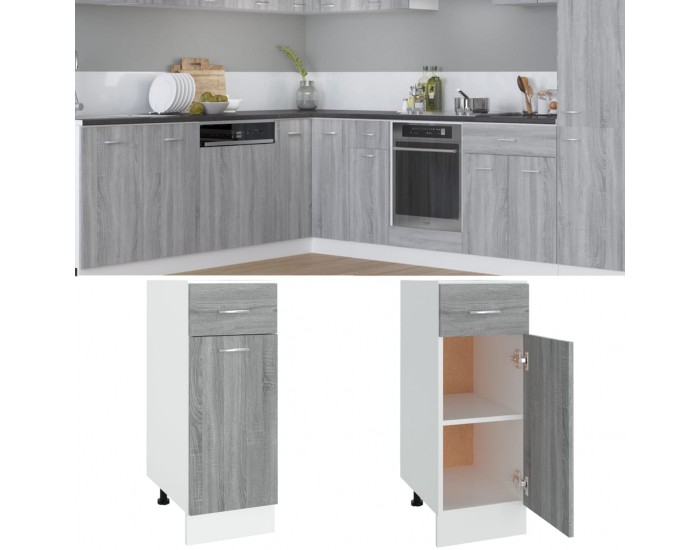 Sonata H Шкаф с чекмеджета Lyon, сив, цвят сонома, 30x46x81,5 см, инженерно дърво