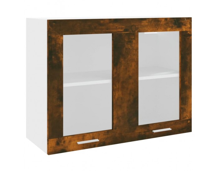 Sonata H Висящ стъклен шкаф Lyon, опушен дъб, 80x31x60 см, инженерно дърво Sonata H Висящ стъклен шкаф Lyon, опушен дъб, 80x31x60 см, инженерно дърво