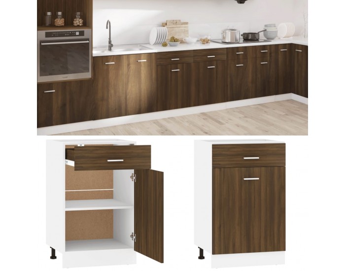 Sonata H Шкаф с чекмеджета Lyon, кафяв дъб, 50x46x81,5 см, инженерно дърво