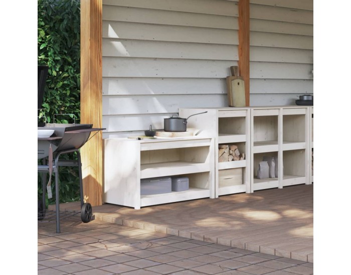 Sonata H Кухненски шкафове за открито, 2 бр, бели, бор масив