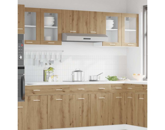 Sonata H Висящ стъклен шкаф Lyon, дъб Artisan, 40x31x60 см, инженерно дърво