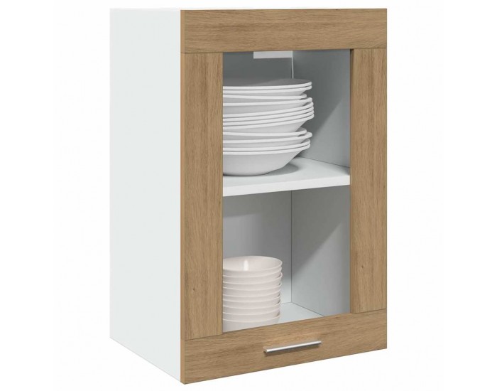 Sonata H Висящ стъклен шкаф Lyon, дъб Artisan, 40x31x60 см, инженерно дърво