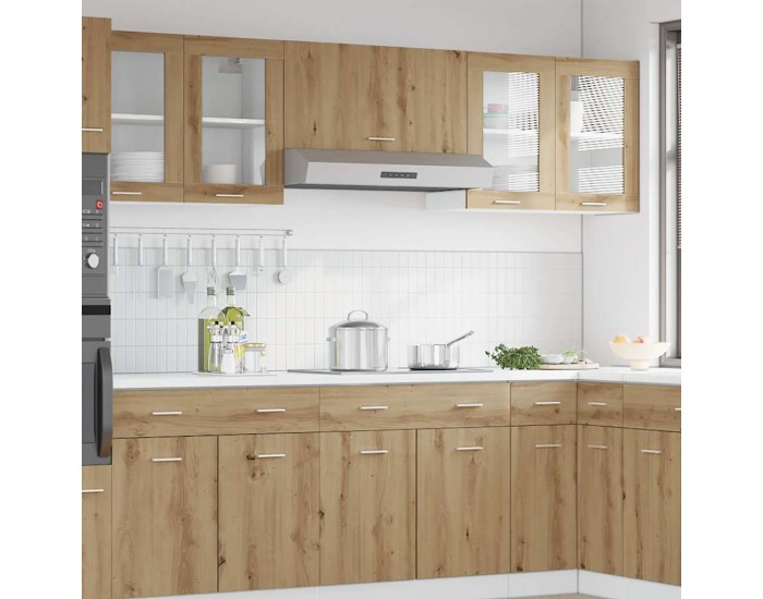 Sonata H Висящ стъклен шкаф Lyon, дъб Artisan, 80x31x60 см, инженерно дърво