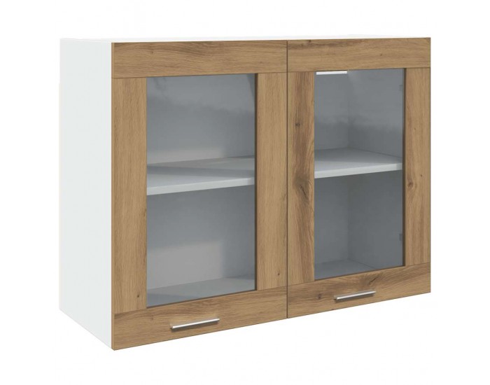 Sonata H Висящ стъклен шкаф Lyon, дъб Artisan, 80x31x60 см, инженерно дърво