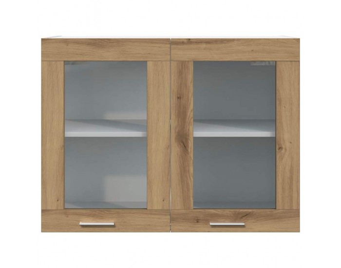 Sonata H Висящ стъклен шкаф Lyon, дъб Artisan, 80x31x60 см, инженерно дърво