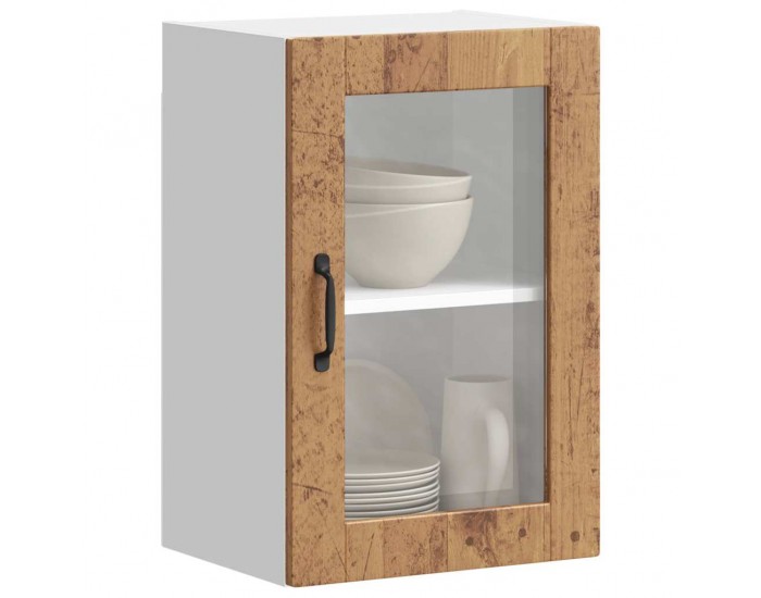 Sonata H Кухненски стенен шкаф със стъклена врата Porto старо дърво