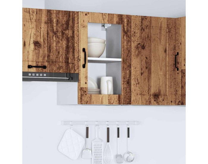 Sonata H Кухненски стенен шкаф със стъклена врата Porto старо дърво