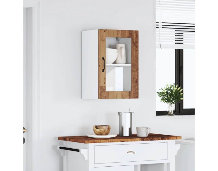 Sonata H Кухненски стенен шкаф със стъклена врата Porto старо дърво