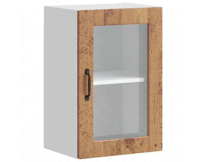 Sonata H Кухненски стенен шкаф със стъклена врата Porto старо дърво