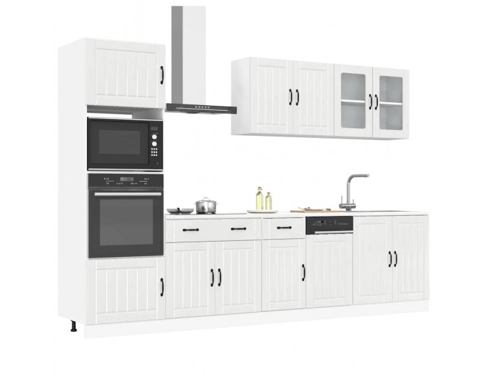 Sonata H Комплект кухненски шкафове, 7 части, Lucca, бяло гланцово инженерно дърво