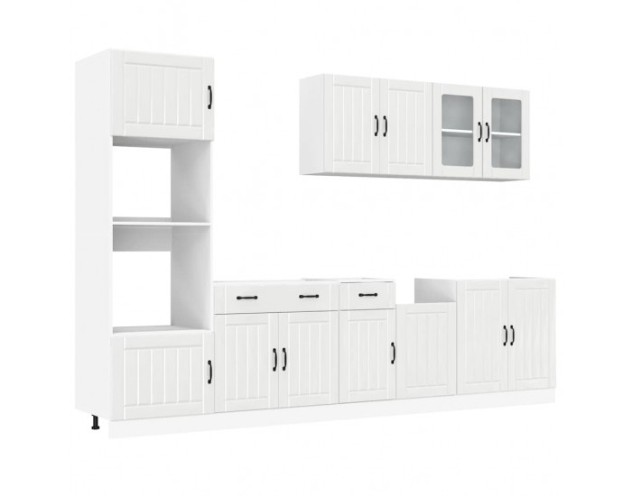 Sonata H Комплект кухненски шкафове, 7 части, Lucca, бяло гланцово инженерно дърво