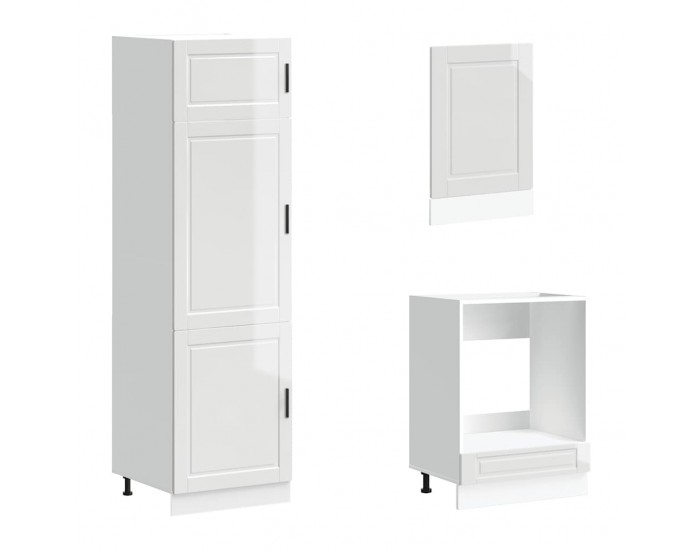 Sonata H Комплект кухненски шкафове, 7 части, Porto, бяло гланцово инженерно дърво