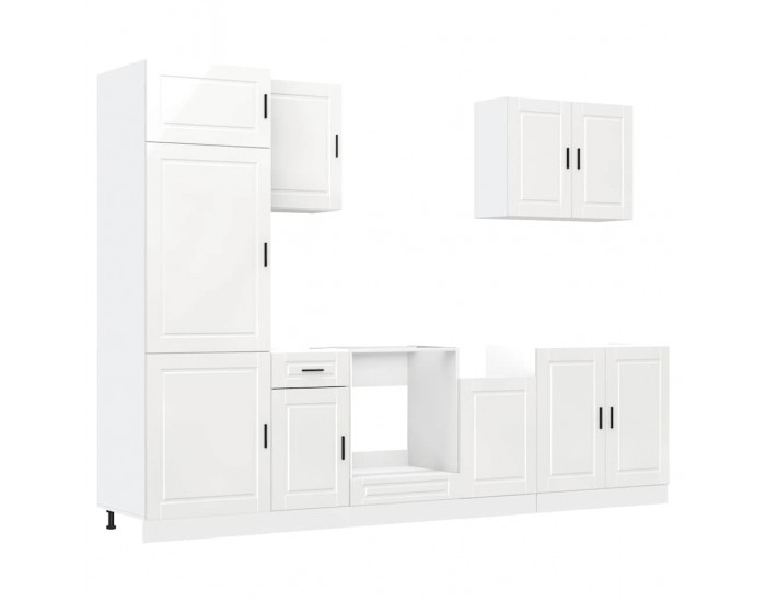 Sonata H Комплект кухненски шкафове, 7 части, Porto, бяло гланцово инженерно дърво