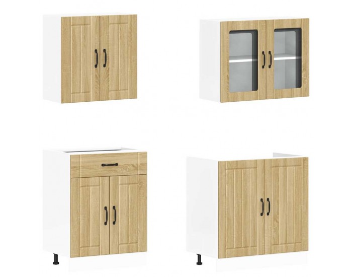 Sonata H Комплект кухненски шкафове от 4 части Lucca, дъб сонома, инженерно дърво