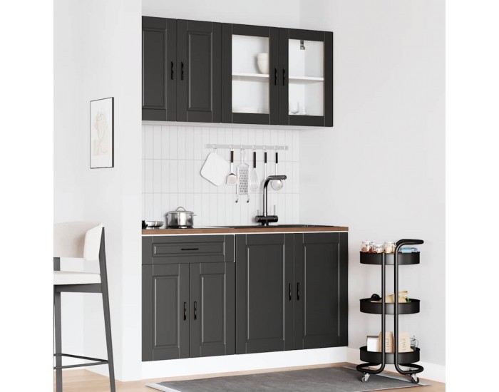 Sonata H Комплект кухненски шкафове от 4 части Porto, черен, инженерно дърво