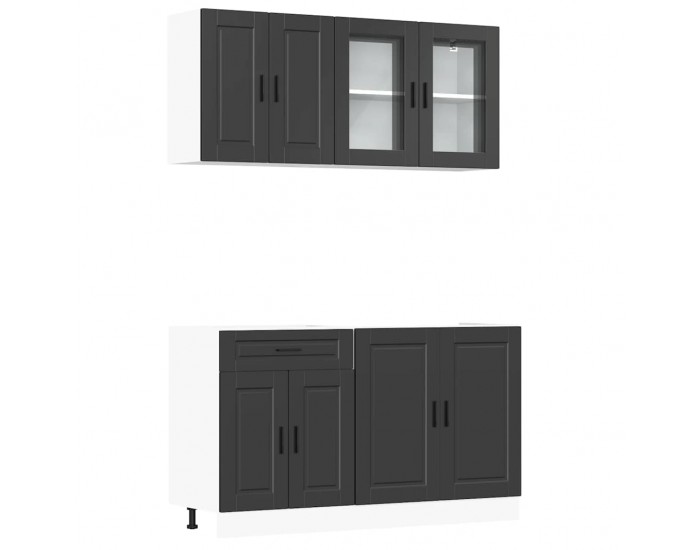 Sonata H Комплект кухненски шкафове от 4 части Porto, черен, инженерно дърво