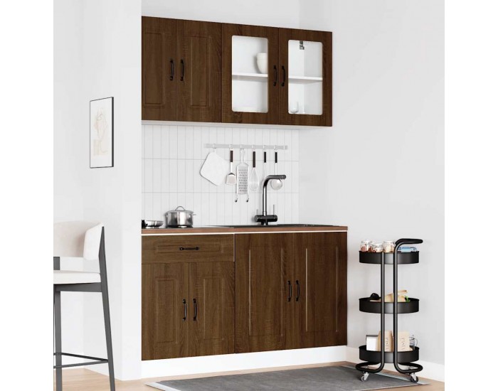 Sonata H Комплект кухненски шкафове от 4 части Kalmar от кафяв дъб, инженерна дървесина