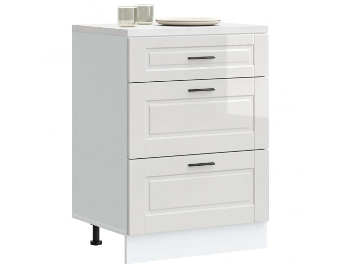 Sonata H Кухненски шкаф Porto с висок гланц, бяло, инженерно дърво